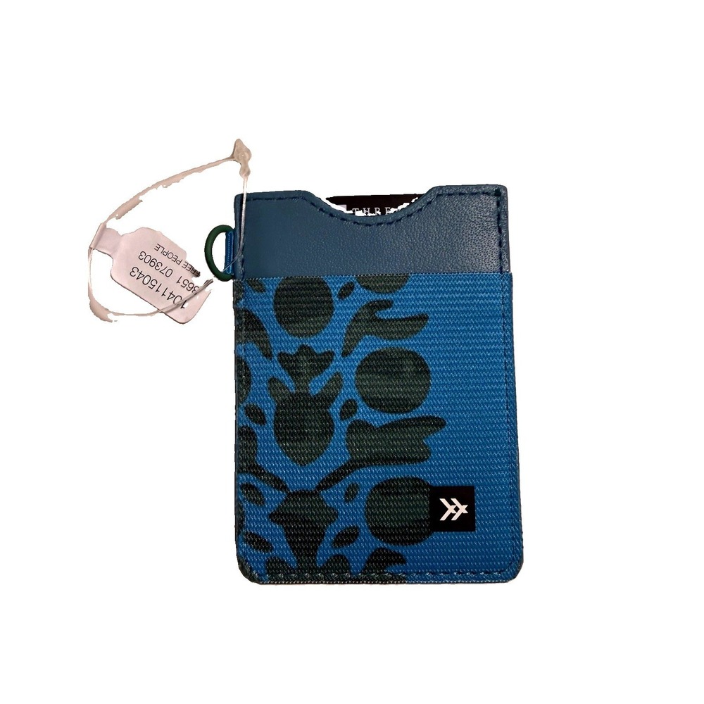 Thread x Free People Mens Blue Pineapple Graphic Canvas Leather Card Holder